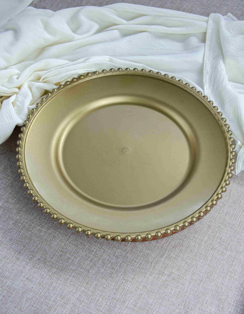 Plato Base Perlas Doradas