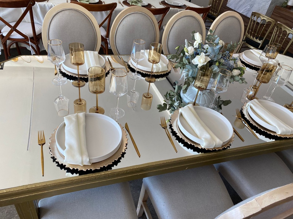 Mesa de Espejo Dorada